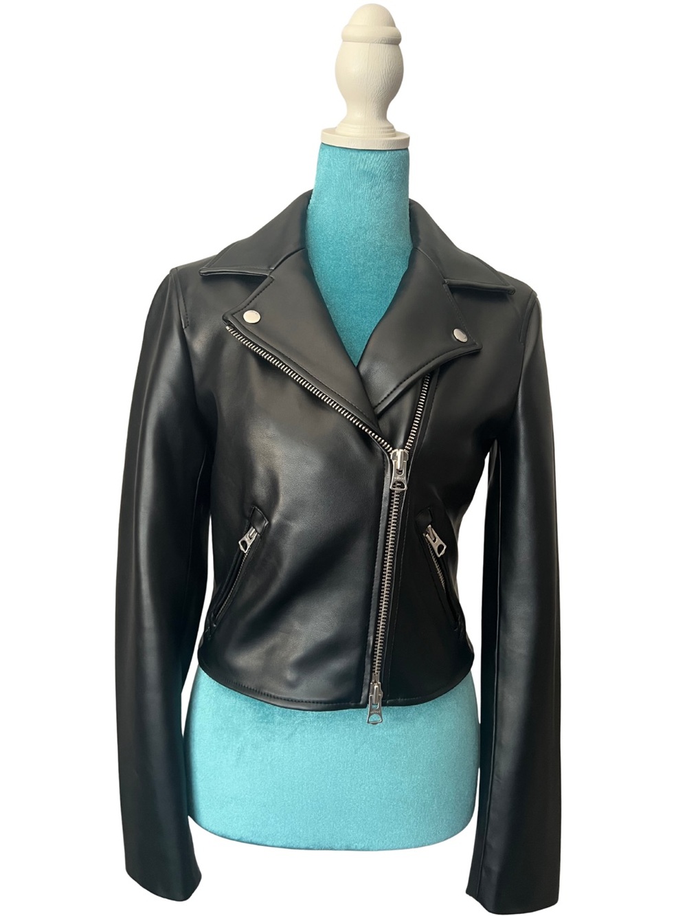 Aritzia Black Leather Moto Jacket